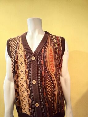 Brown, Tan and Rust Patterned Knit Vest
